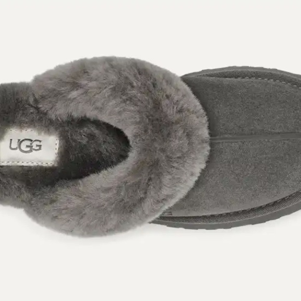 UGG Disquette Platform Slipper Water-Resistant Suede, Charcoal Gray, Size US 6 - Picture 3 of 12